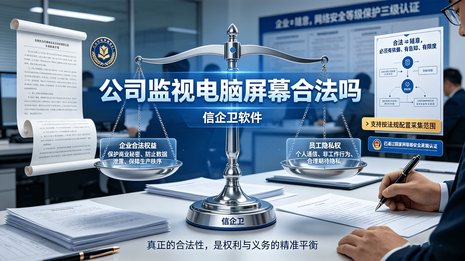 公司监视电脑屏幕合法吗？信企卫合规透明，分级权限查看